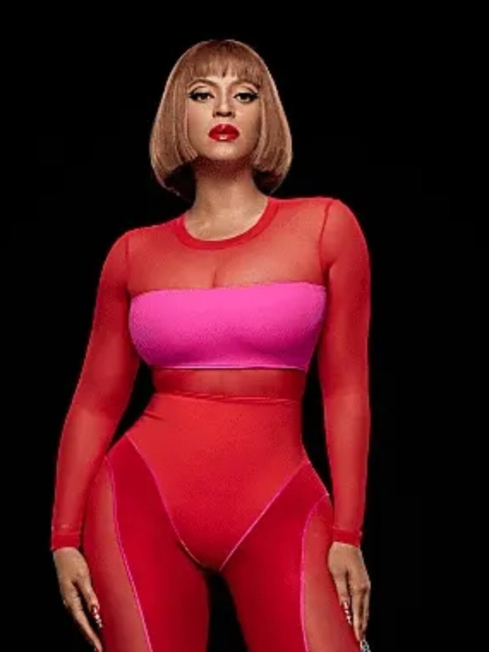 Ivy Park Beyonce tour Adidas pink/red catsuit heart power colorblock plus sz 4x